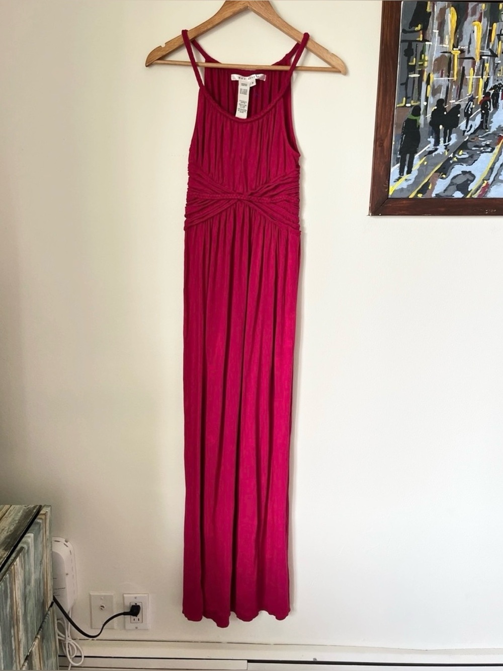 Max Studio Fuchsia Twist-Waist Sleeveless Maxi Dress- Small